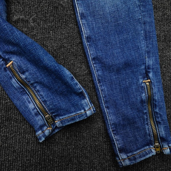 American Eagle High Rise Cargo Jegging Stretchy Women Zip Ankle 2 Short Blue - Picture 10 of 11